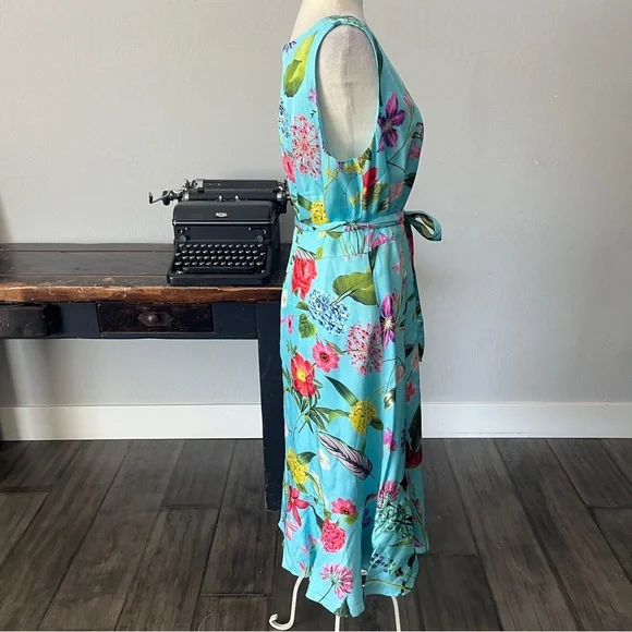 Talbots RSVP Occasion Collection Blue Floral Fit & Flare Dress - Size 12 - Picture 9 of 16